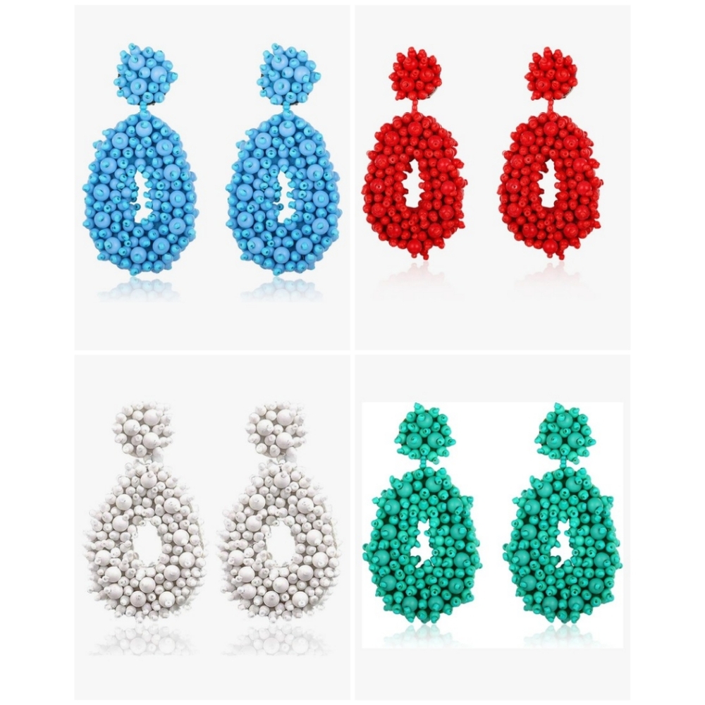 Colorful Beaded Statement Earrings – 4 Pair Bold Drop Set